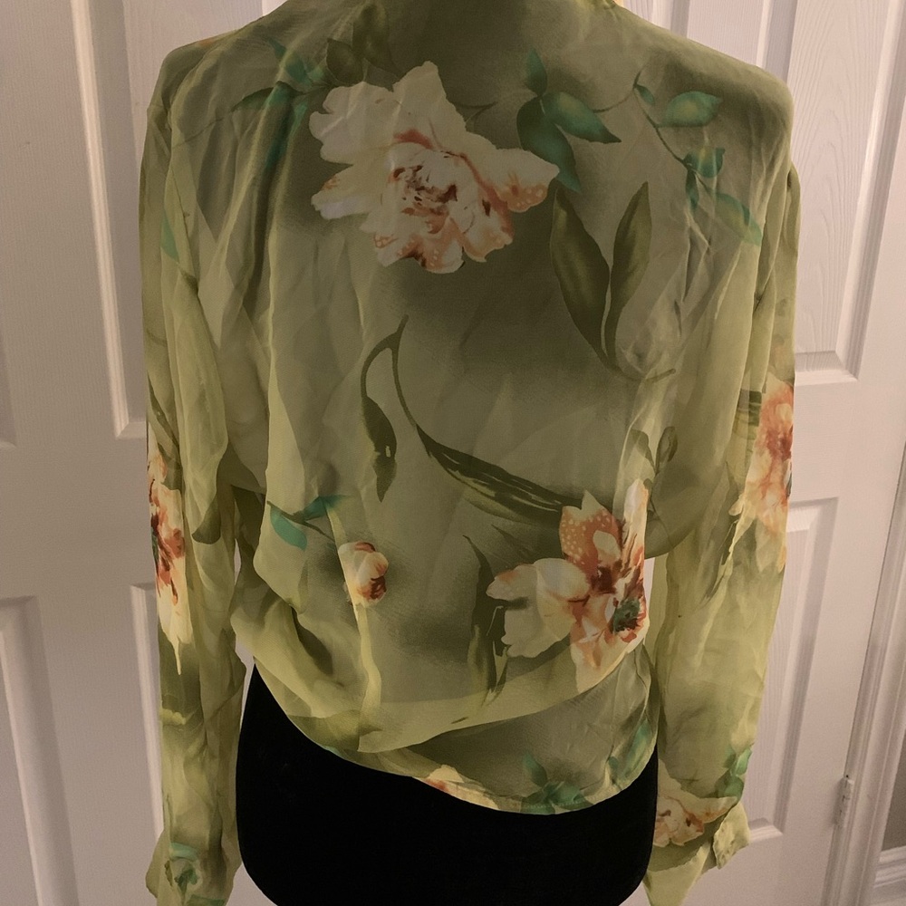 Light Green Translucent Button Down - image 5
